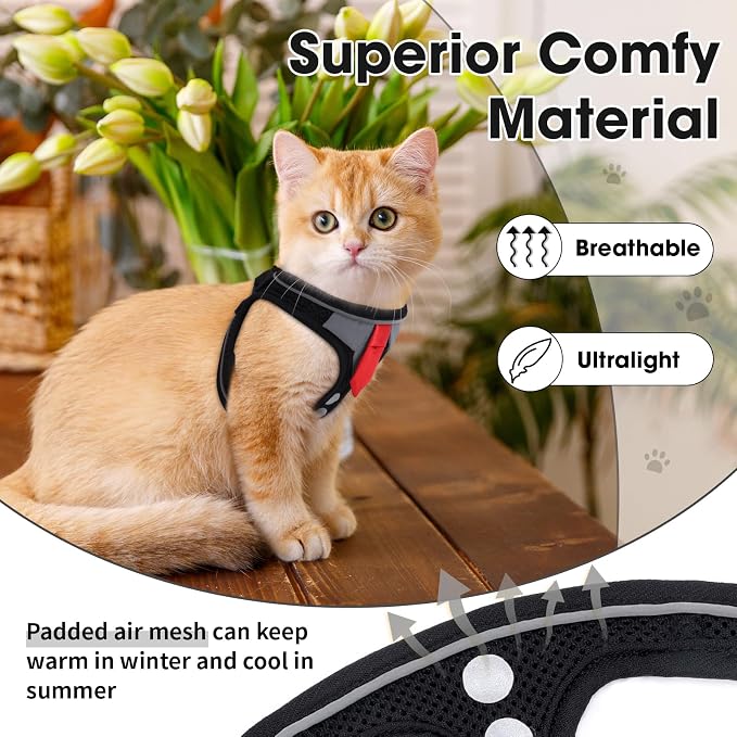 Cat Harness and Leash Set for Walking Escape Proof, Soft Adjustable Kitten - Image 9