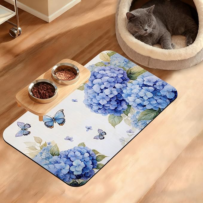 Pet Feeding Mat, Non-Slip Water Bowl Placemat, Pet Supplies 12" x 20" by Unknown
