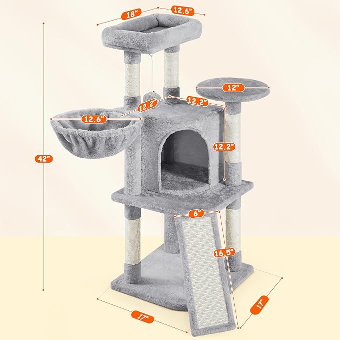 Yaheetech Cat Tree, 42in Cat Tower - Image 3