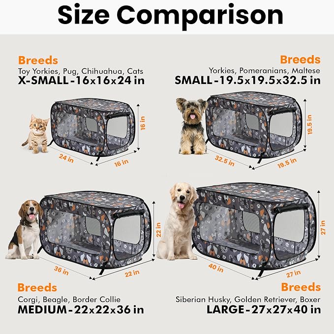 Beatrice Home Fashions Portable, Collapsible, Pop Up Kennel Travel Cat and Dog - Image 3