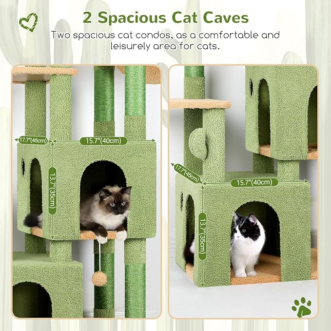 Globlazer Cactus Cat Tower for Indoor Cats, Heavy Duty Cat Trees for Large Cats - Image 3