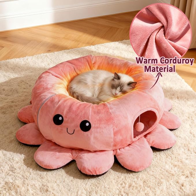 Cat Tunnel Bed with 20 Cat Toys, Collapsible Play Tunnel - Image 4