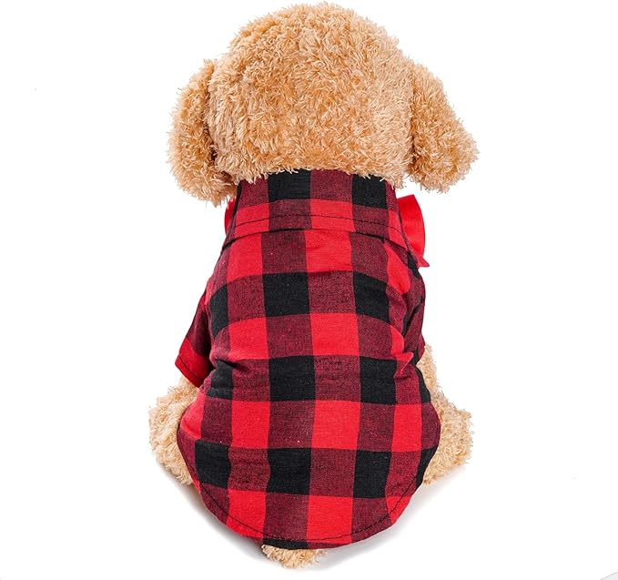 Tongcloud 3 Pack Plaid Puppy Cat Shirt Cute Cat Shirt Dog Shirt - Image 5