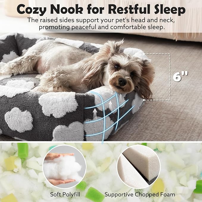 JOEJOY Small Dog Bed for Small Dogs, Rectangle Washable Orthopedic Dog Bed - Image 2
