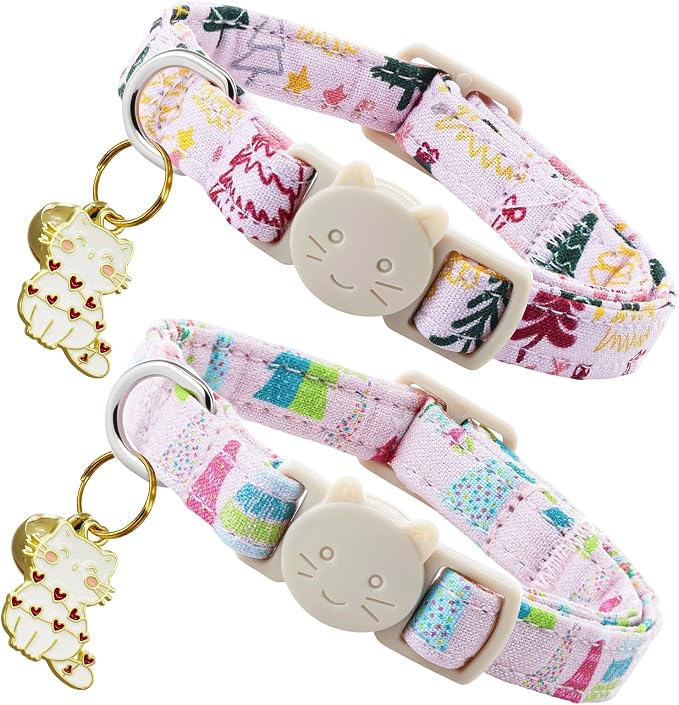 Elegant little tail 2 Pack Cat Collar- Christmas Cat Collars Breakaway by Elegantlittletail