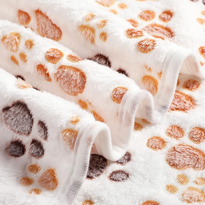 Tegeme 12 Pcs Pet Blankets Soft Fluffy Fleece Dog Cat Warm Paw Print Pattern - Image 4