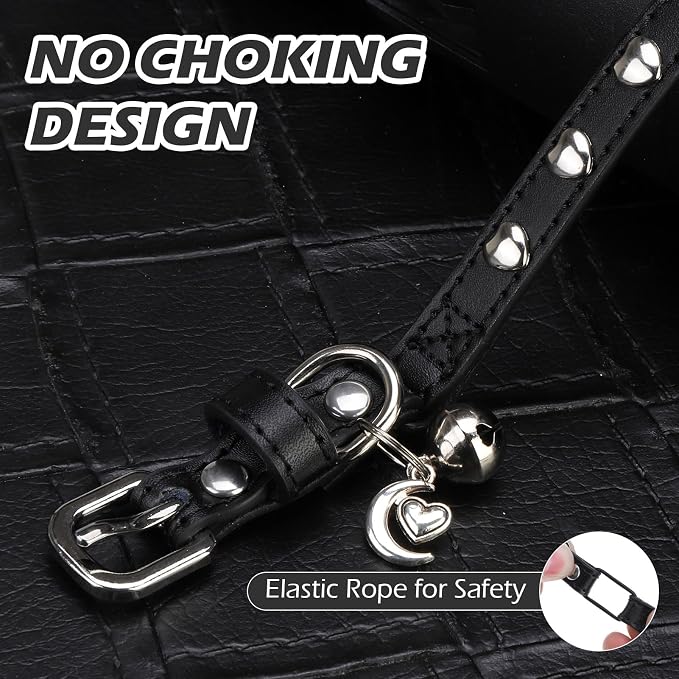 EXPAWLORER Leather Cat Collar for Girl Boy- Adjustable Pet Collar - Image 5