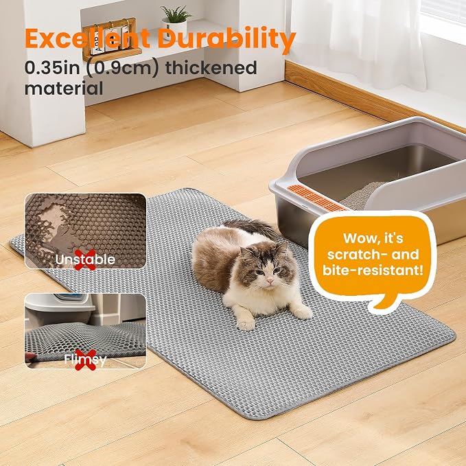 Jumbo Cat Litter Mat, 46x26 Inches Double Layer Honeycomb Litter Trapping Mat - Image 5