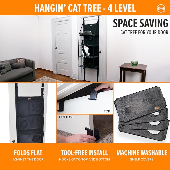 K&H Pet Products Hangin Cat Tree Door Mounted Cat Furniture, Space Saving - Image 3