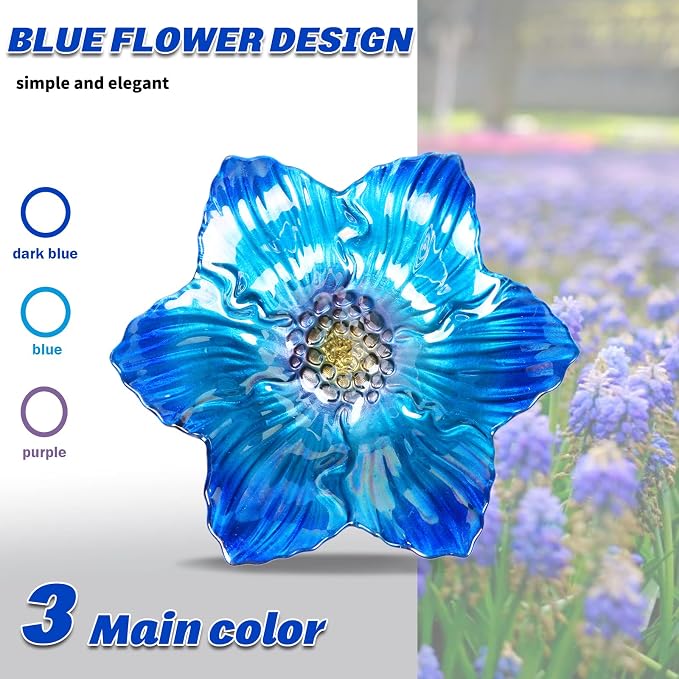 MUMTOP Bird Baths for Outdoors Glass Bird Bath Bowl Outdoor Bird Feeder Flower - Image 8