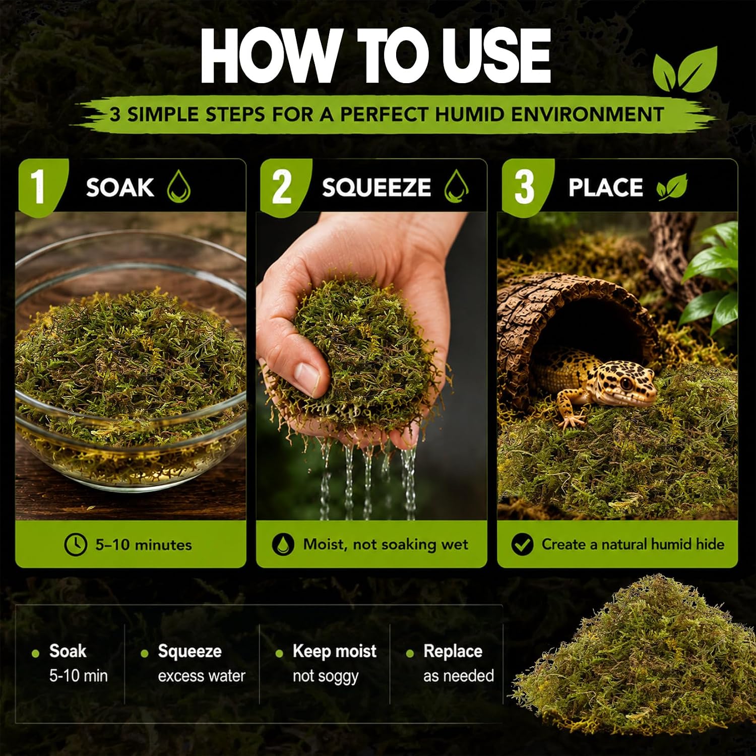 Sukh Green Sphagnum Moss Reptile Substrate, 5oz - GlobalHabitat Supply