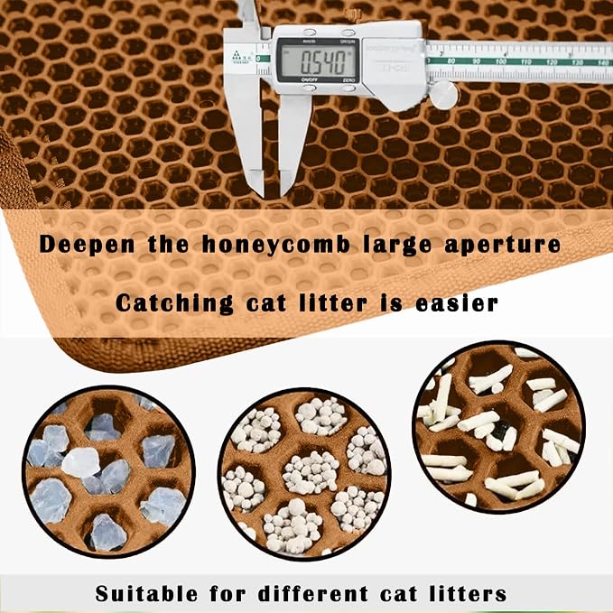 HCY&WLD Cat Litter Mat, Honeycomb Double Layer Cat Litter Trapping Mat - Image 5