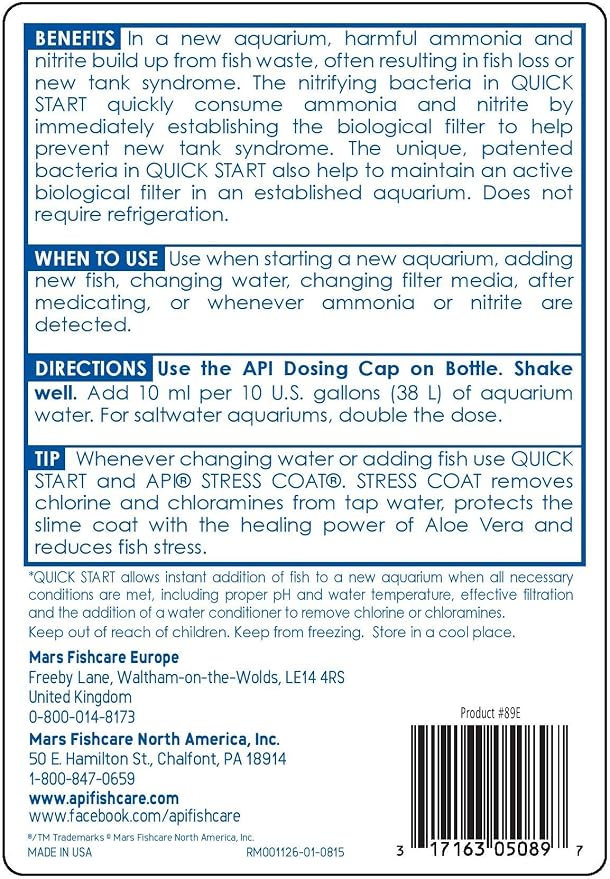 API QUICK START Freshwater and Saltwater Aquarium Nitrifying Bacteria 16-Ounce - Image 2