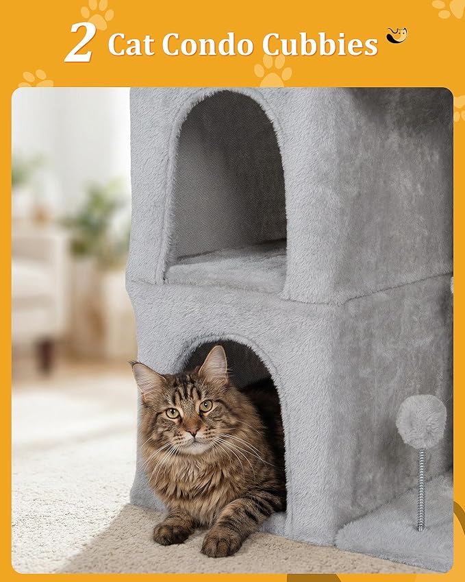 24in Cat Tree Tower with Scratching Post, 19 * 16.5in Window Perch Bed - Image 5