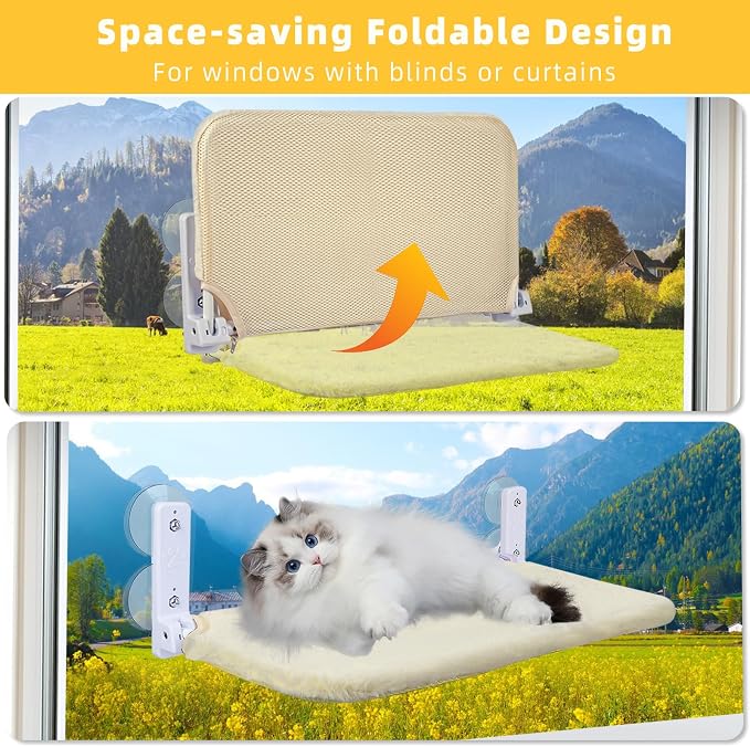 Cat Window Perch, Foldable Cat Window Hammock Sunbathing and Climbing Cats - Image 4