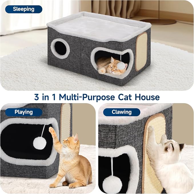 Shikha Cat Beds for Indoor Cats, Extra Wide Cat Cube House for Multi Cats - Image 5
