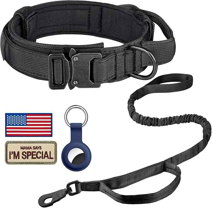 DAGANXI Tactical Dog Collar Leash Set, Adjustable Military Training Nylon Dog