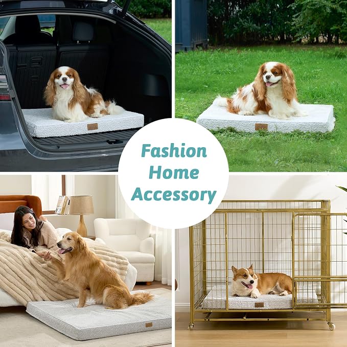 Dog Crate Bed for Small Size Dogs, Rectangular Orthopedic Cat Beds, Foam - Image 7