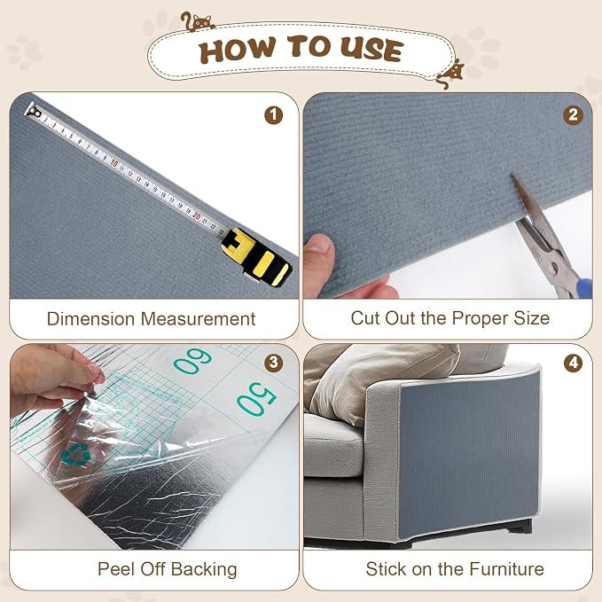 Eunice Cat Scratching Mat, Self-Adhesive Cat Scratch Carpet, Trimmable - Image 6