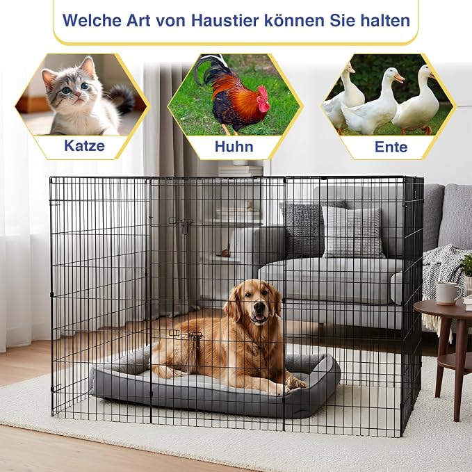 FDW 48 Inch Dog Pen 8 Panel Dog Playpen Indoor Outdoor Metal Puppy Pet Fence - Image 7