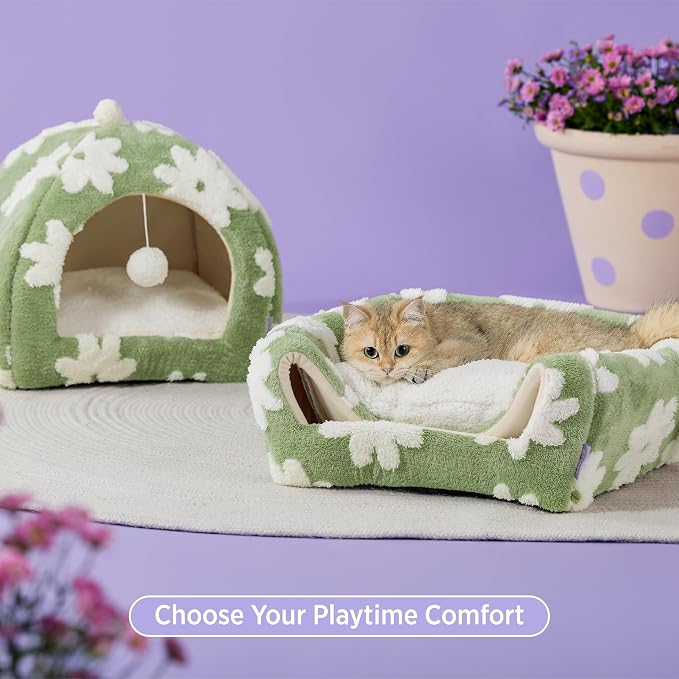 Lesure Cute Cat Beds for Indoor Cats - 2 in 1 Cat Cave Bed for Kittens and - Image 3