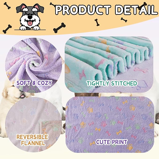 Rezutan 1 Pack 3 Dog Blankets for Small Pet Cat Super Soft Fluffy Premium Throw - Image 2