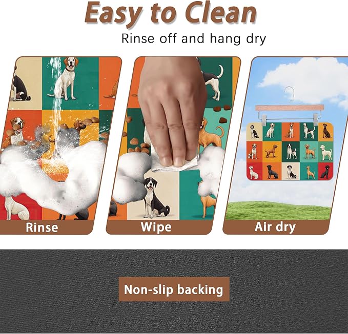Cute Dog Cat Food Mat, Absorbent Pet Feeding Mat - Image 4