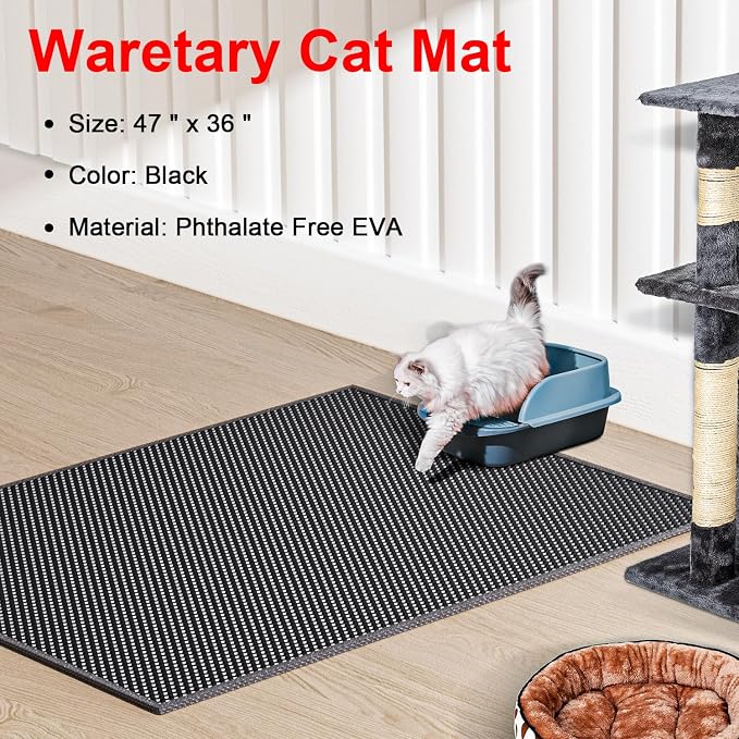 Cat Litter Box Mat: 47"x 36" Waterproof Kitty Cat Litter Trapping Mat, - Image 2
