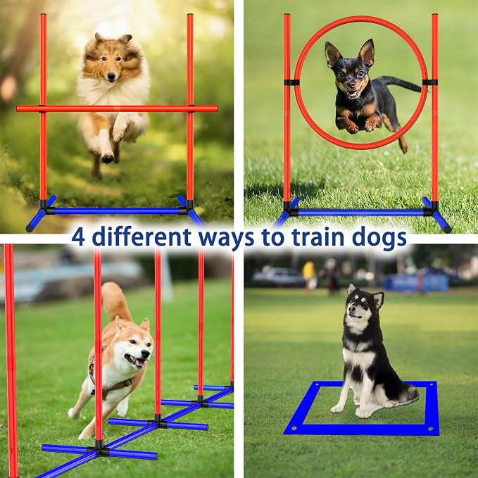 4 Sets Pets Agility Training Equipment, Adjustable Dog Hoop, Dog Jump, Weave - Image 4
