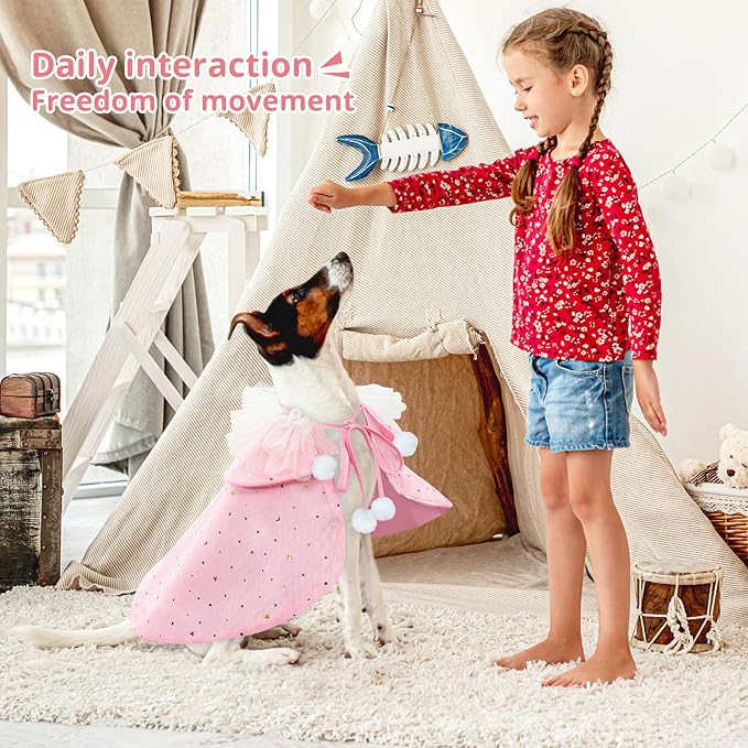 KOUPA Pet Wedding Costume for Cat Small Dogs, Sparkly Cat Clothes Tulle Cloak - Image 2
