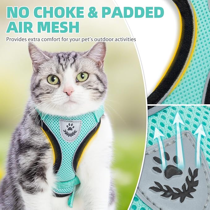 PUPTECK Cat Harness and Leash Set Escape Proof Reflective Cat Walking Harness - Image 2