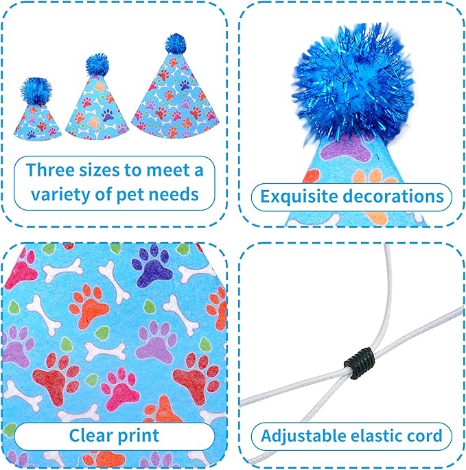 6pcs Dog Birthday Party Hats Felt - Image 3