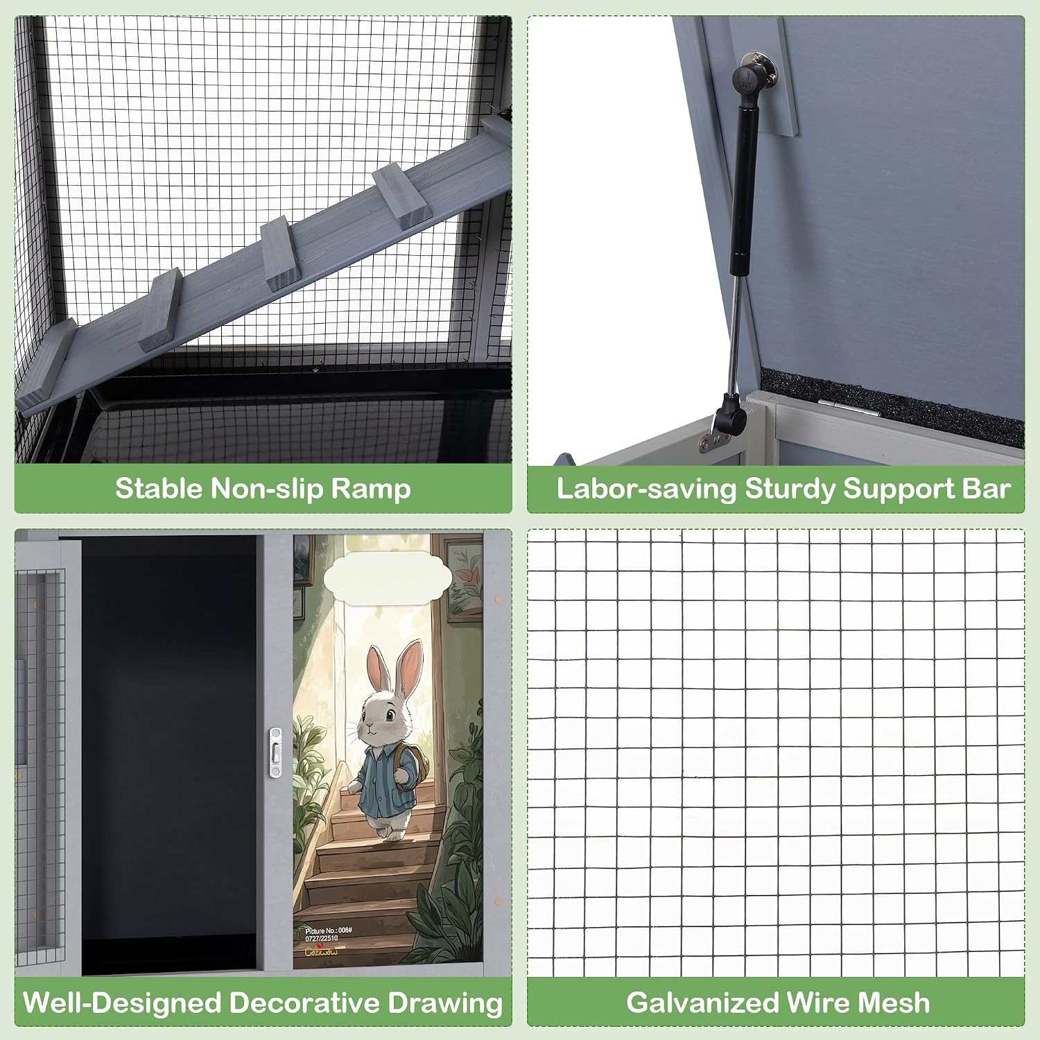 Wood Rabbit Hutch with Balcony and Pull-Out Tray - GlobalHabitat Supply