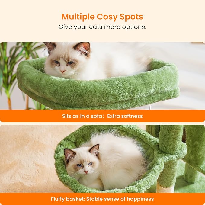 Heybly Cat Tree with Cat Self Groomer Brush, Cat Tower Condo - Image 5