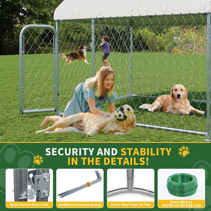 LotFun Large Outdoor Dog Kennel, 6.6 x 6.6 FT Heavy Duty Dog Enclosure - Image 4