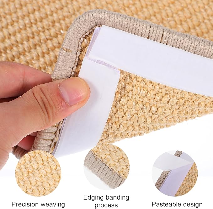 4 PCS Carpet Cat Scratching Mat Sisal, 15.7 x 7.8 inch Natural Sisal Cat - Image 3