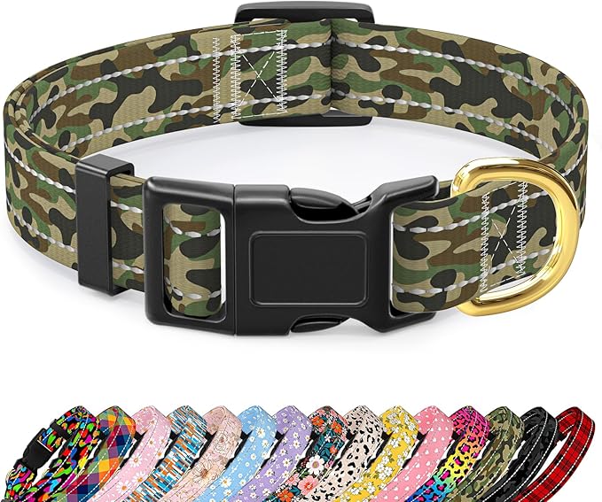 MOODEL Reflective Dog Collar for Medium Dogs, Cute Camouflage Adjustable by TMOODEL