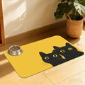 Cute Black Cat Peeking Pet Bowl Mat, Absorbent Placemat by QSOQSO
