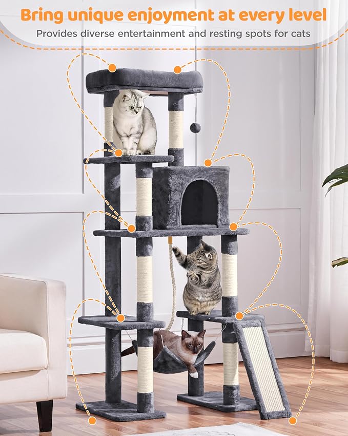 Yaheetech Large Multi-Level Cat Tree, 63 Inches Tall - Image 3