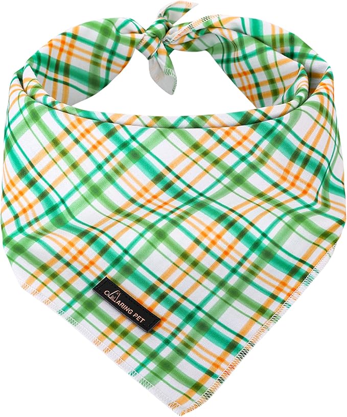ARING PET Dog Bandana, Cotton Green Plaid Pet Bandanas, Soft Comfortable Cute by ARINGPET