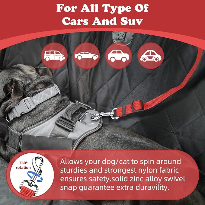 BWOGUE Pet Dog Cat Seat Belts, Car Headrest Restraint Adjustable Safety Leads - Image 5
