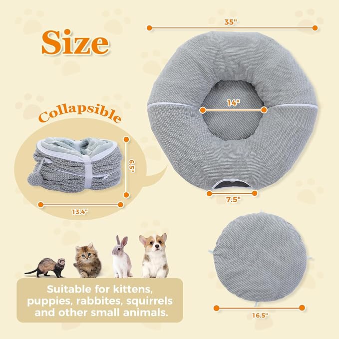 PEQULTI Cat Donut Tunnel with Bed - Image 3