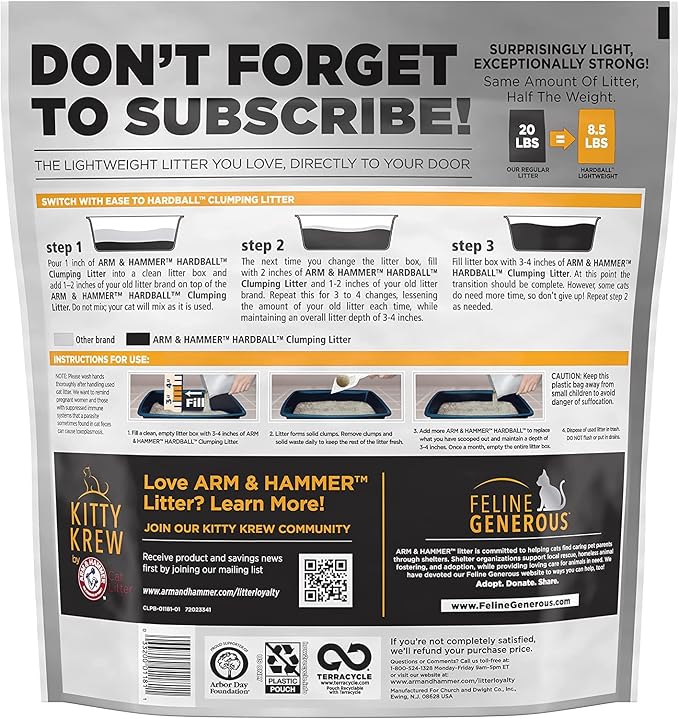ARM & HAMMER Hardball Lightweight Platinum Multi-Cat Clumping Cat Litter Odor - Image 14