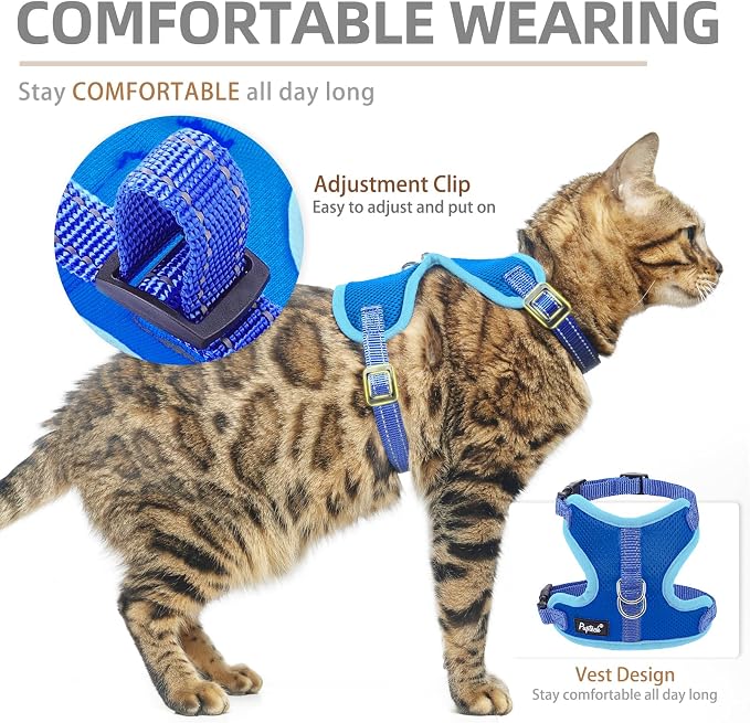PUPTECK Cat Harness and Leash Set Escape Proof, Reflective Adjustable Soft Mesh - Image 4