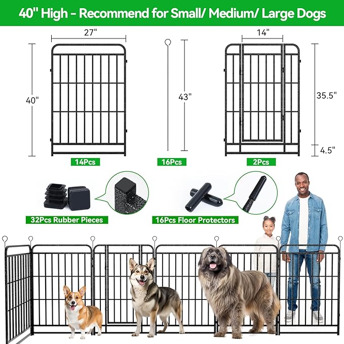 Heavy Duty Dog Playpen: 16 Steel Panels 40" Height, Square Steel Pipe - Image 4