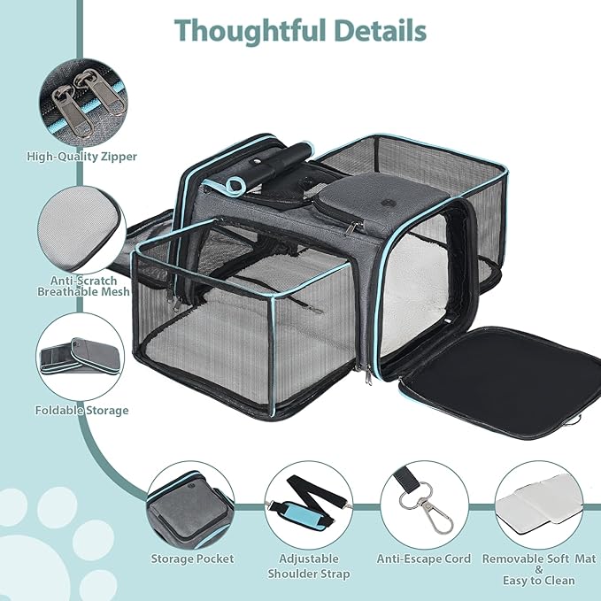 Pesen Expandable Dog & Cat Carrier, Airline Approved Soft Pet Carrier, - Image 3