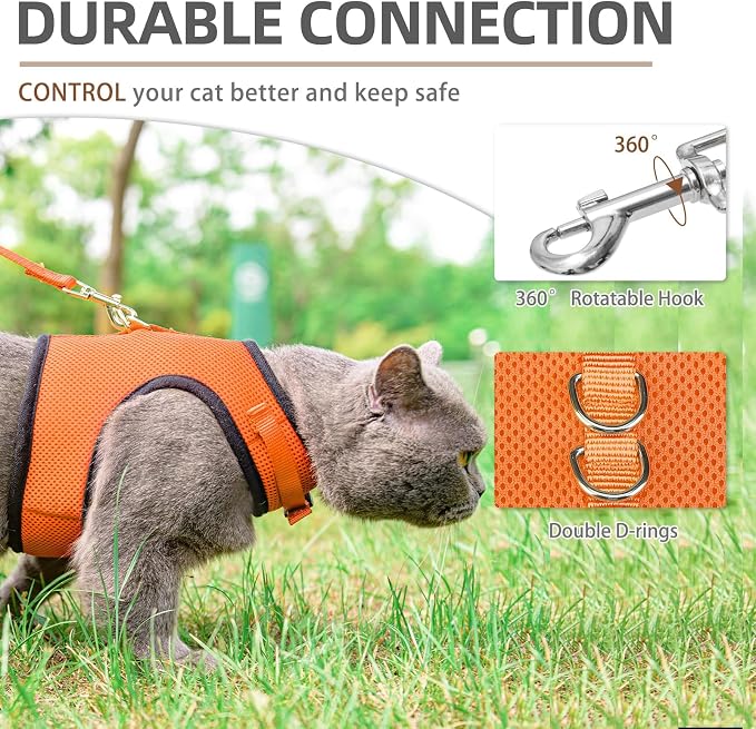 PUPTECK Soft Mesh Cat Vest Harness and Leash Set Puppy Padded Pet Harnesses - Image 4