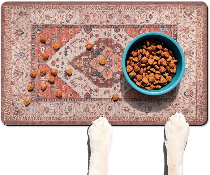 Absorbent Pet Dog Bowl Mat for Food and Water, Pet Cat Food Feeding Mat by Ideasonna