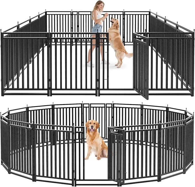 Dog Fence Outdoor for Yard Dog Playpen Indoor 40" Height 16 Panels Portable by Petorldog