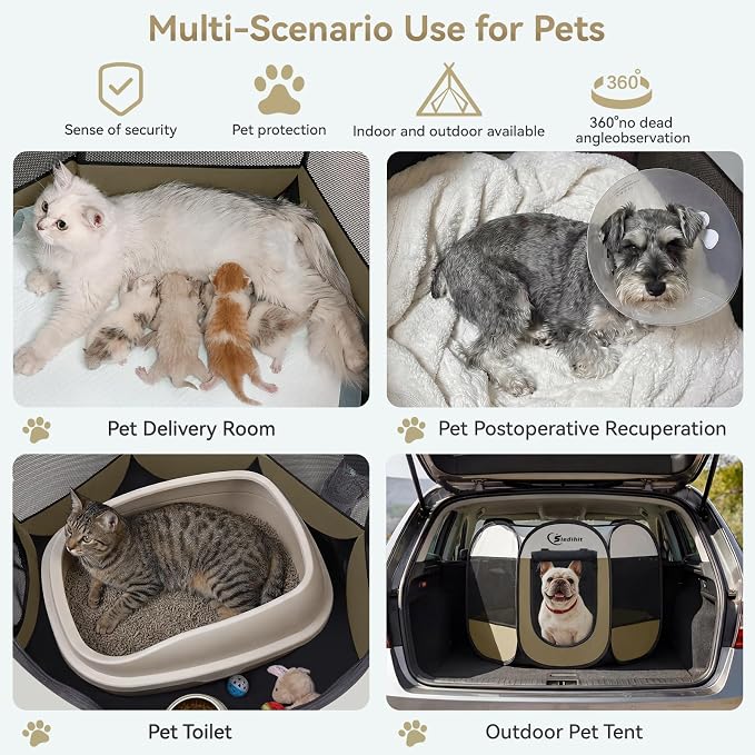 Dog Cat Playpen, Medium Puppy Pet Playpen, Dog Crate Tent Cage Indoor/Outdoor - Image 3
